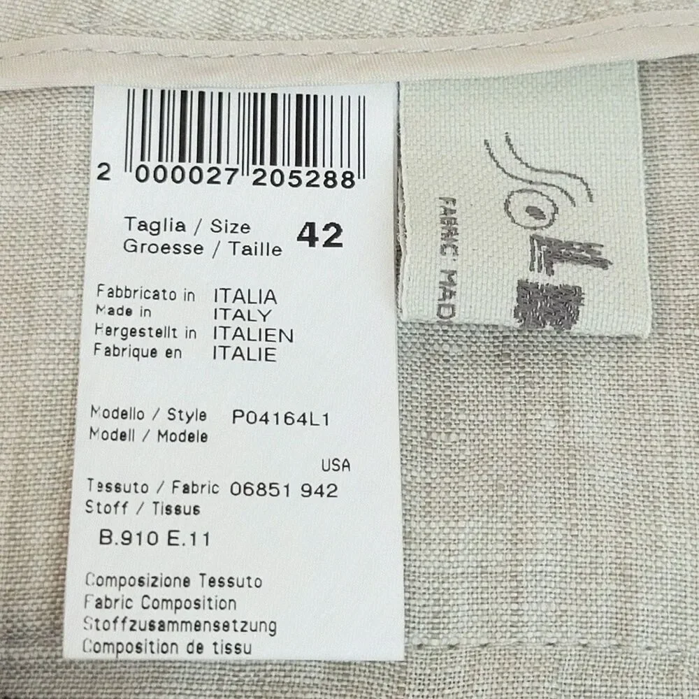 PeseRico Sign Women’s Linen Bermuda Shorts Size 42 Natural Linen Made in Italy